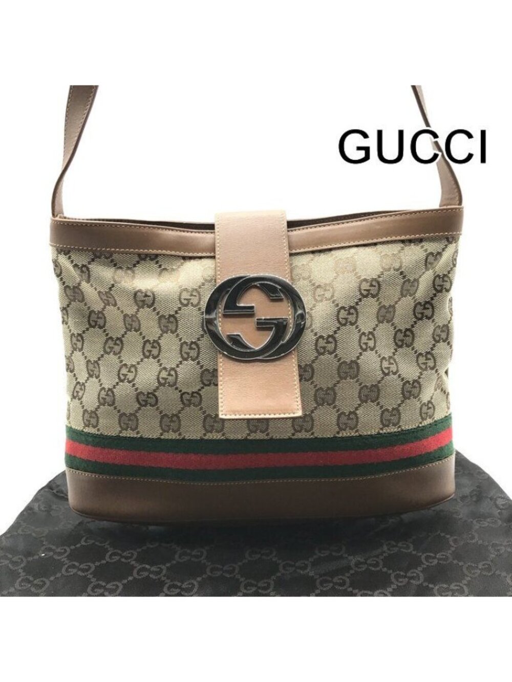 Gucci Interlocking G Sherry Line Obdia Canvas Leather Shoulder Bag Crossbody